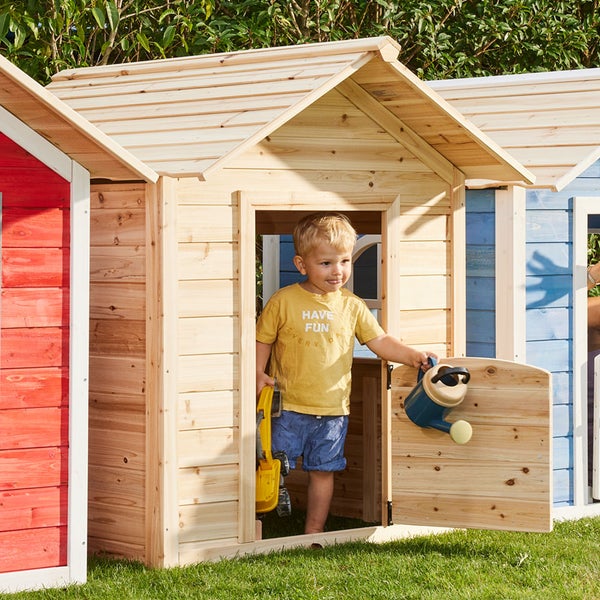 Home Deluxe - Spielhaus - DER GROßE PALAST natur - 166 x 138 x 132 cm mit Bank - inkl. Montagematerial I Gartenhaus Holzhaus Kinderhaus