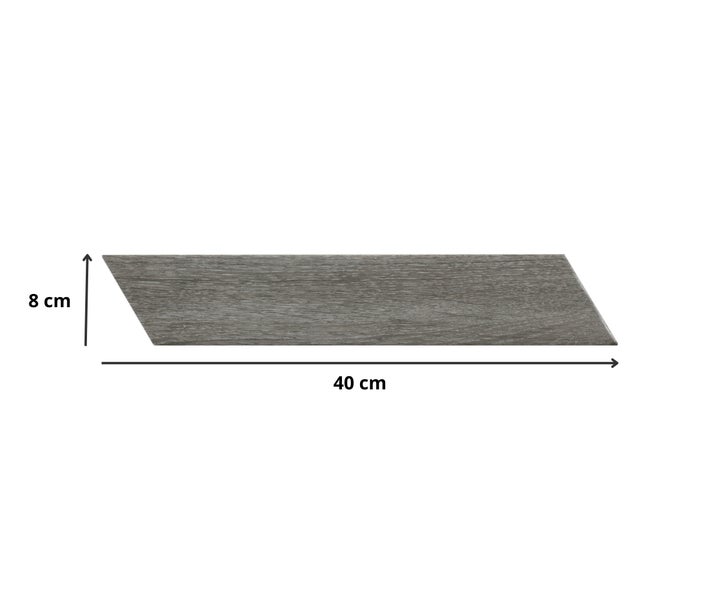 Feinsteinzeug Bodenfliese Ancona Chevron Grey 8x40x0,85 cm glasiert matt Rundkante