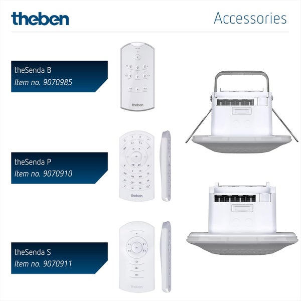 Theben 1030052 LUXA 103 S360-100-12 DE-UP WH I PIR I Passiv Infrarot Präsenzmelder I 360° Erfassungsbereich I 1 Kanal I Unterputz I Bis 400W LED I 230 V