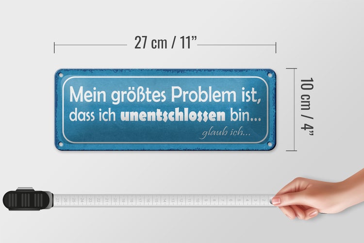 Blechschild Spruch 27x10cm Problem ich unentschlossen bin Dekoration
