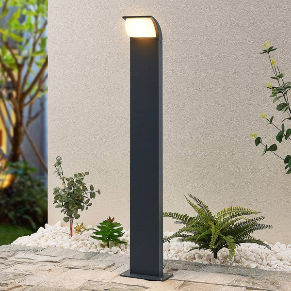 Lucande LED Außenleuchte Tinna (Modern) in Schwarz aus Aluminium (1 flammig, ) - Wegeleuchte Pollerleuchte Wegelampe Sockelleuchte