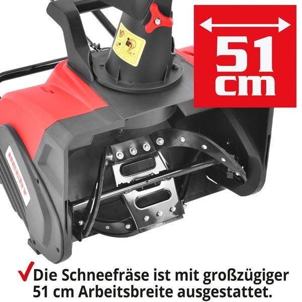 Detailansicht einer Schneefräse mit einer Arbeitsbreite von 51 Zentimetern