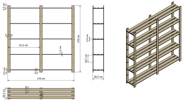 PROREGAL Holzregal Pinepeak HxBxT 170 x 170 x 28 cm 5 Fachboden 1,2 cm Dickes Kiefernholz Braun