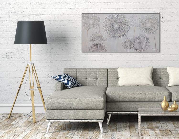 Handgemaltes Gemälde Acrylfarbe 120x60cm Taupe