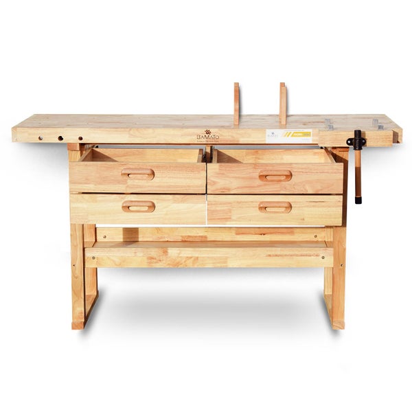Werkbank aus Holz mit vier Schubladen