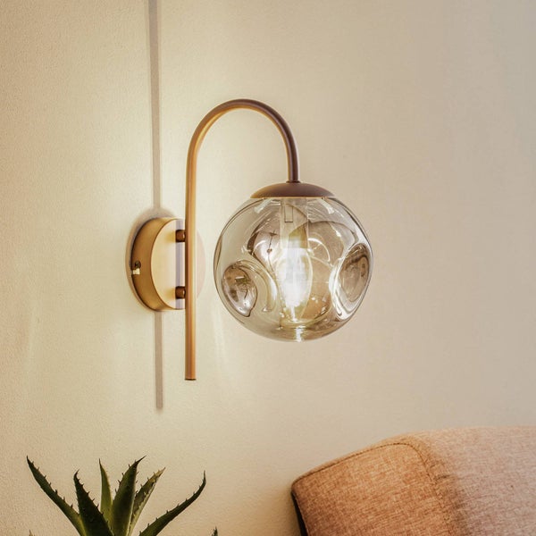 Lindby Wandleuchte, Wandlampe Innen Valentina (Design Modern) in Braun aus Metall (1 flammig E14) - Wandstrahler Wandbeleuchtung Schlafzimmer / Wohnzimmer Wohnzimmerleuchte