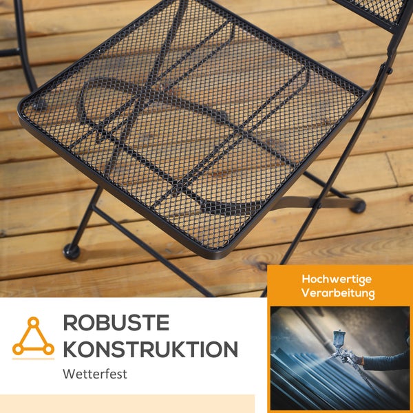 Outsunny 3-teiliges  Gartenmöbel-Set, Bistro-Set, 60L x 60B x 70H cm, Metall, Grau