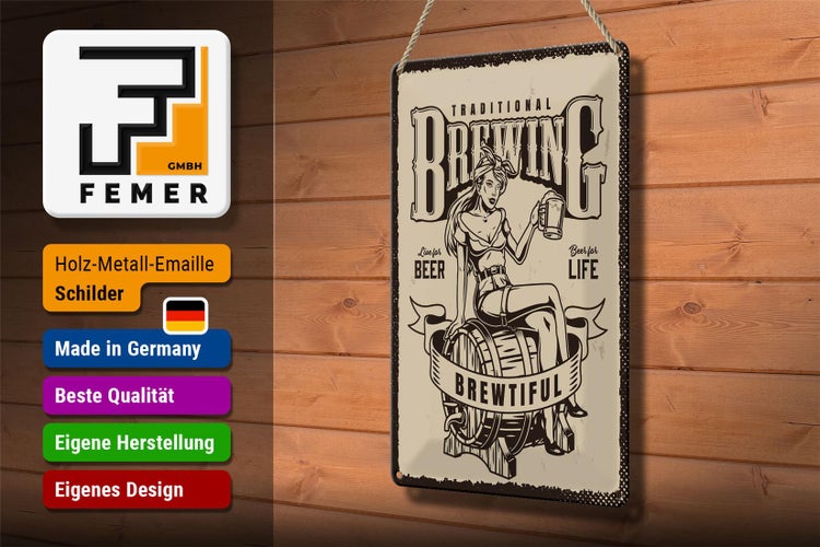 Blechschild Spruch Traditional Brewing live for Beer 20x30cm
