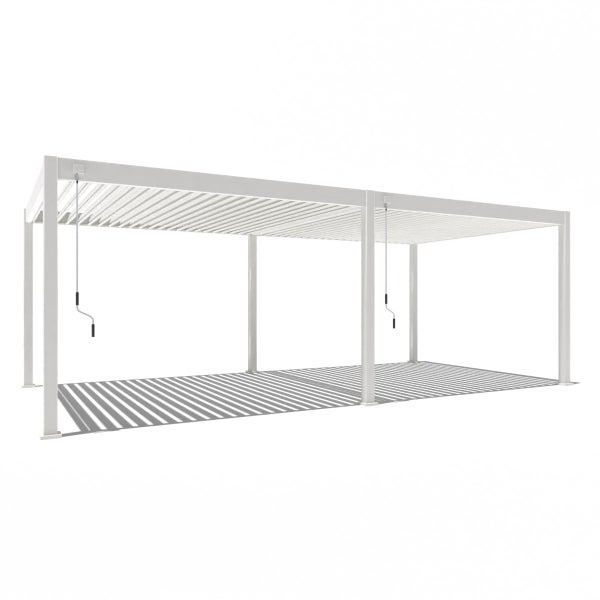 Weide Deluxe Pergola 3,6 x 7,2 M - Freistehend, Voll-Aluminium, Lamellendach, Weiß