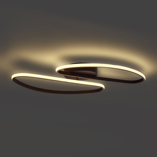 Moderne Deckenleuchte mit zwei elliptischen Lichtelementen