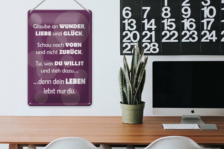 Blechschild Spruch 20x30cm Dein Leben lebst nur Du