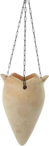 Dekoleidenschaft  Pflanzenampel Terra aus Terracotta, 70 cm hoch, Blumenampel mit Metallkette, Hängeampel