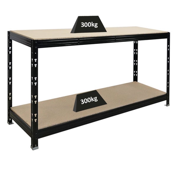 PROREGAL Werkbank Tiger | 300kg pro Fachboden | HxBxT 90x140x60cm | Schwarz