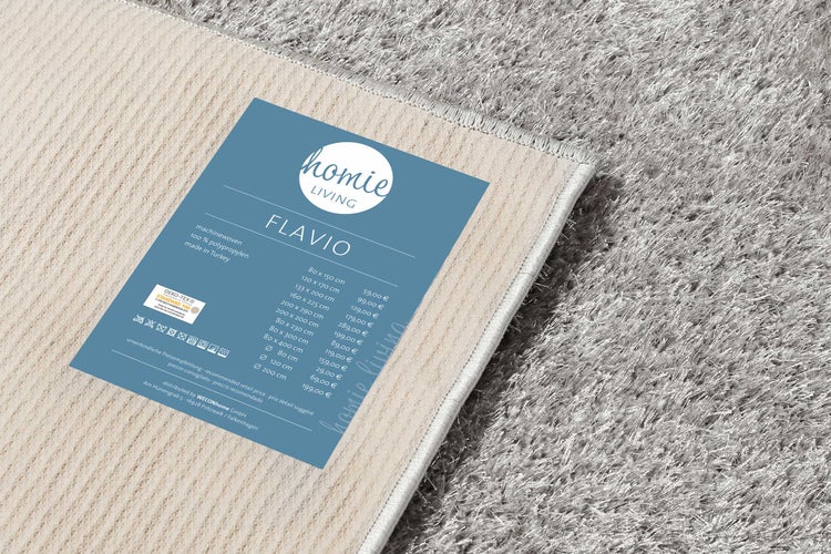 Teppich Hellgrau Hochflor Flavio Homie Living 200x200 cm