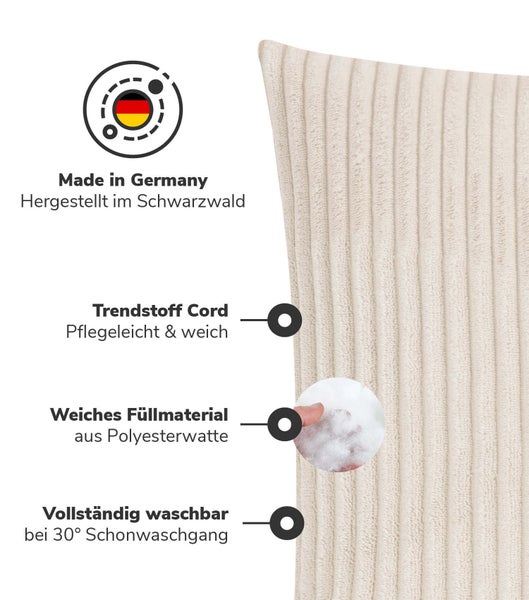 mokebo Dekokissen Set 'Die Kuschelbuddies', 2er-Set Cordkissen mit Füllung in Grau