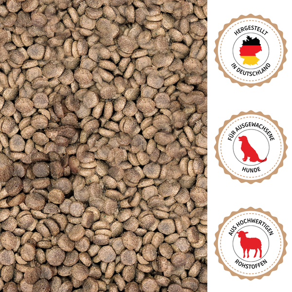 Hundefutter für ausgewachsene Hunde, hergestellt in Deutschland aus hochwertigen Rohstoffen