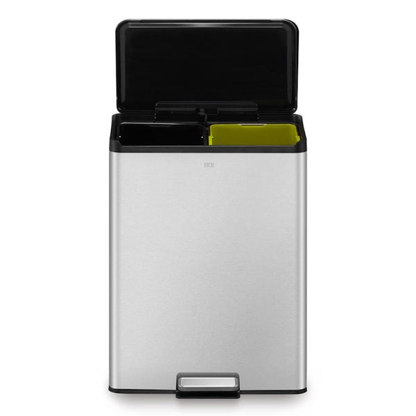 PROREGAL Rechteckiger Treteimer Aus Gebürstetem Edelstahl Mit Soft Close & Stay Open Deckel 40 Liter HxBxT 59,2 x 33,8 x 46,2 cm Silber