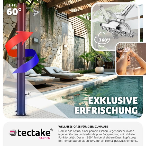 Solardusche tectake Orinoco inklusive Wasserhahn 38 Liter schwarz