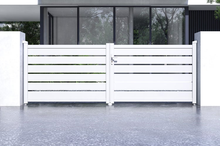 Flügeltor 3,5 m VOGEL H.120 cm Weißaluminium + Motorisierung RANGER B150