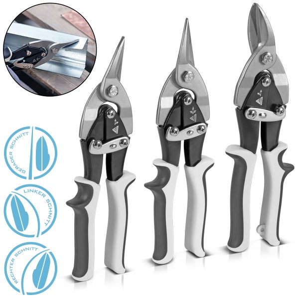Blechschere 3er Set gerader, linker und rechter Schnitt Metallschere