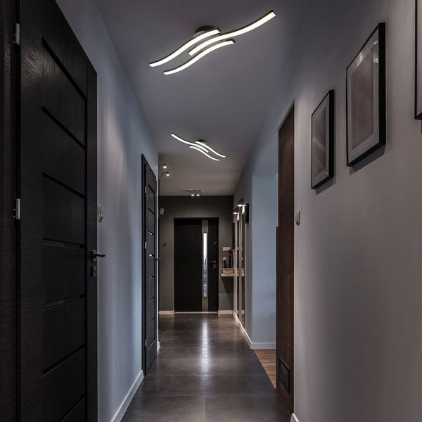 Deckenlampe 55x12 cm - 15W, 1800lm, LED, warmweiß, schwarz