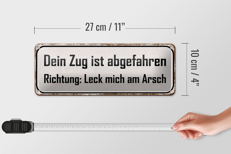 Blechschild Spruch 27x10cm dein Zug ist abgefahren Richtung Dekoration