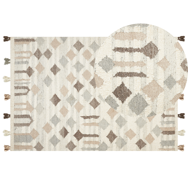 Teppich KAGHTSRASHEN Beige 160 x 230 cm Wolle Kelim