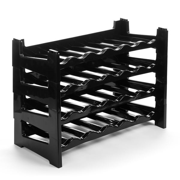 Schwarzes Weinregal zur Flaschenlagerung