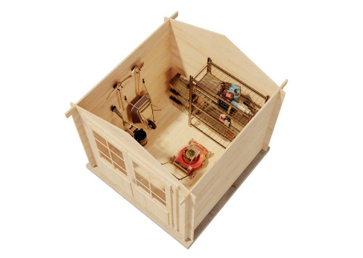 Alpholz Gartenhaus Bremen-28 A Gerätehaus aus Holz, Geräteschrank mit 28 mm Wandstärke, Gartenhaus mit Montagematerial, Naturbelassen 2,5x2,5m
