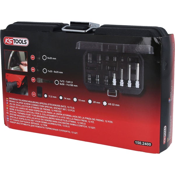 KS Tools Bremssattelverschraubung Spezial Stecknuss Satz, 12-teilig