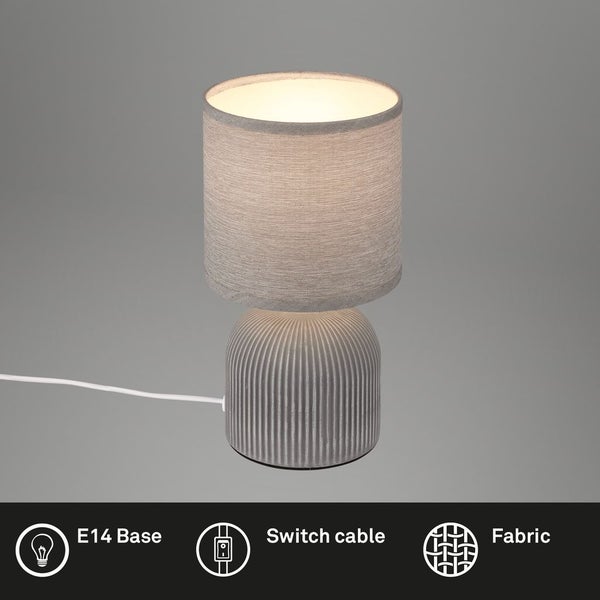 Tischlampe Tischleuchte Wohnzimmer Schlafzimmer Stoffschirm Keramikfuß