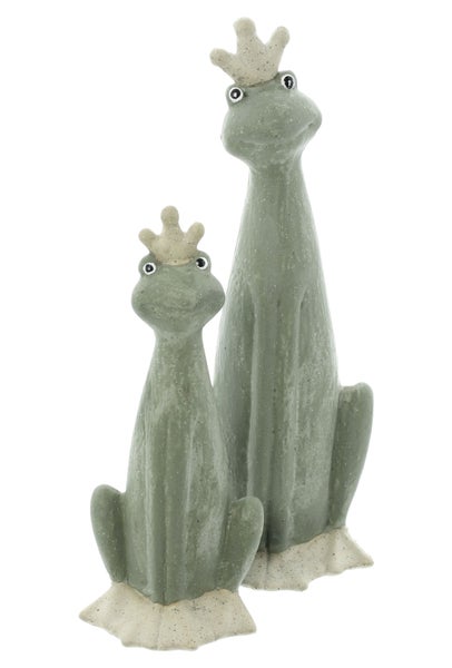 FRANK FLECHTWAREN | Figur Froschkönig, 2er Set, TERRACOTTA, 8,5 x 7 x 19 cm, 11 x 9 x 26,5 cm