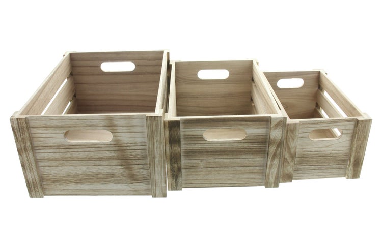 FRANK FLECHTWAREN | Holzkiste Basic, 3er Set, PAULOWNIA, 27,5 x 17,5 x 14 cm, 32,5 x 22,5 x 16 cm, 37,5 x 27,5 x 18 cm