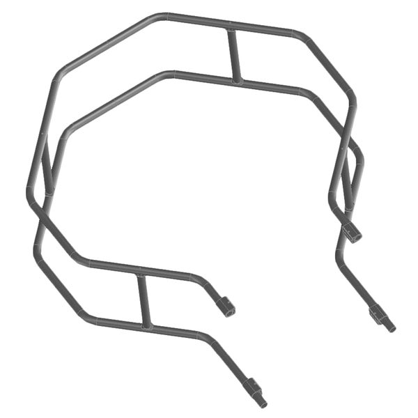 Schutzbügel aus Metall für Rasentraktoren oder Gartengeräte.