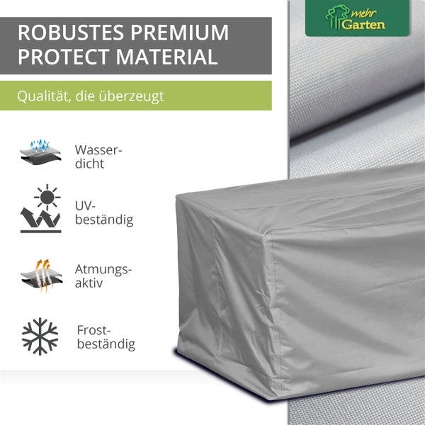 Mehr Garten - Premium PROTECT Loungesofa-Abdeckung, Maße: 200(B) x 90(T) x 80(H) cm I Gartenmöbel-Schutzhülle wasserdicht, UV-beständig & atmungsaktiv aus robustem Gewebe I Taupe (Hellgrau)
