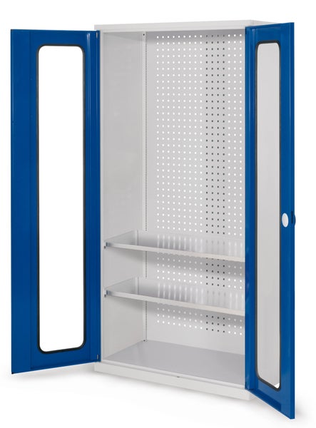 Werkstattschrank mit zwei Regalböden und Lochwand
