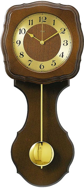 AMS 7115/9 Wanduhr Pendeluhr – Kirschbaum, Messingzierteile, Quarzwerk, Arabische Ziffern