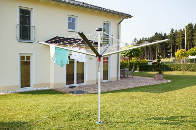 BERLINLODGE Wäschespinne Vento 4 Tragarmen 9 Leinenreihen Aluminium Anthrazit Hx⌀ 205x315cm Geschlossene Rundform
