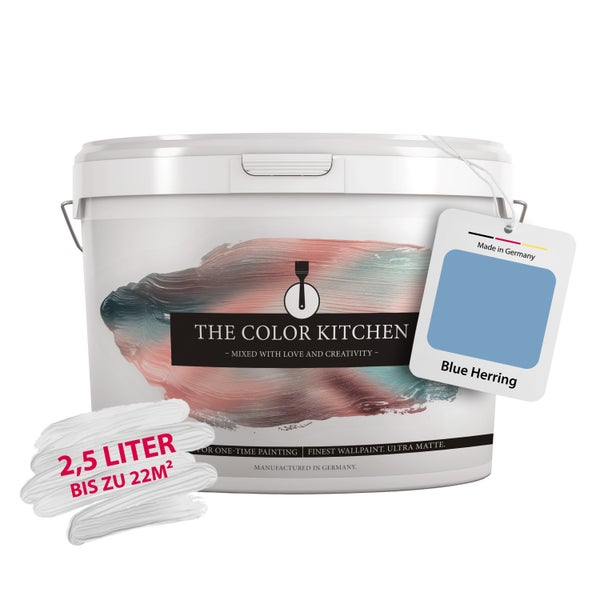 The Color Kitchen Wandfarbe Blue Herring ultra matt 2,5 Liter für bis zu 22 Quadratmeter.