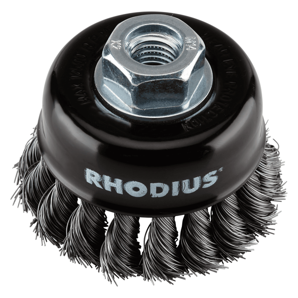 RHODIUS Topfbürste STBZ, 2 Stück, 65 x 20 x M14 mm für Stahl, Metall, PROline