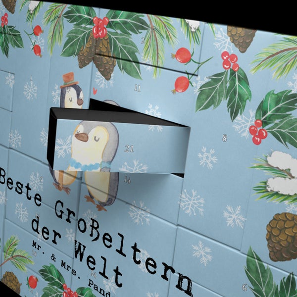Mr. & Mrs. Panda Befüllbarer Adventskalender Pinguin Beste Großeltern der Welt - Blau Pastell