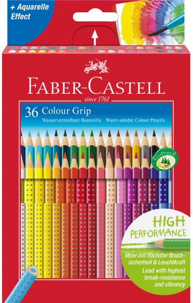 Faber-Castell Buntstifte Colour Grip 36er Set Wasservermalbare Buntstifte