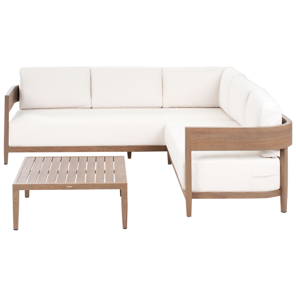 Garten Ecksofa mit Tisch 5-Sitzer SAMPIERI linksseitig Metall Braun