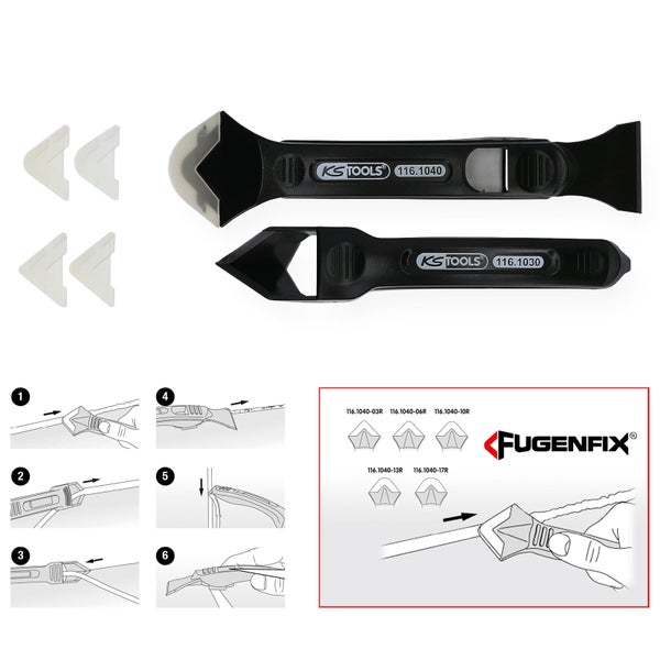 KS Tools Logo. Eine Hand verwendet ein Werkzeug zum Entfernen einer Fußleiste.