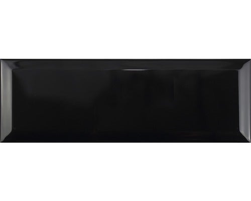 Metro-Fliese mit Facette Schwarz glänzend 10x30cm