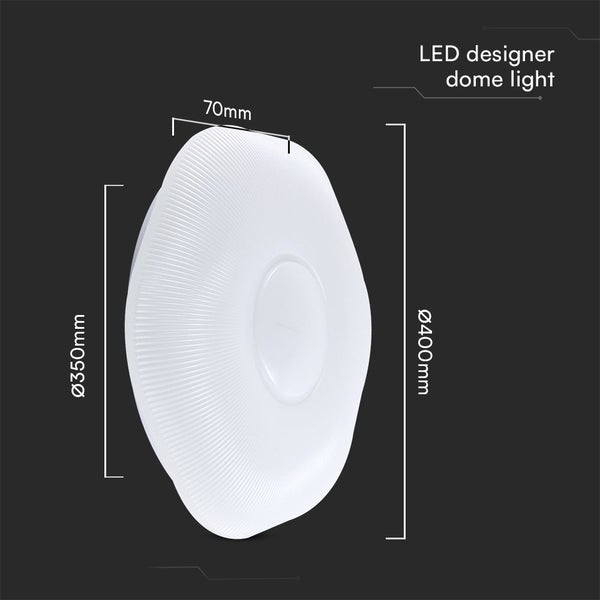 LED Designer Deckenleuchte mit den Maßen 350 mm Durchmesser, 400 mm Durchmesser und 70 mm Tiefe