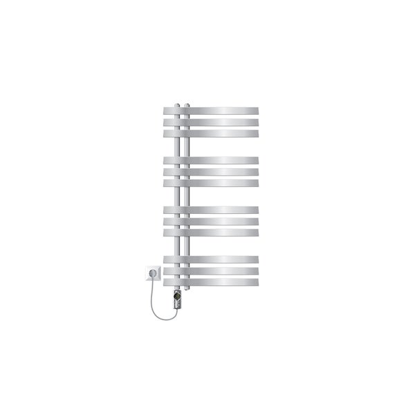 LuxeBath Elektrischer Badheizkörper Iron EM 500x1000mm Chrom mit Heizstab 300W Thermostat Digitalanzeige, Handtuchheizkörper mit Heizpatrone, Elektro Handtuchwärmer Paneelheizkörper Designheizkörper