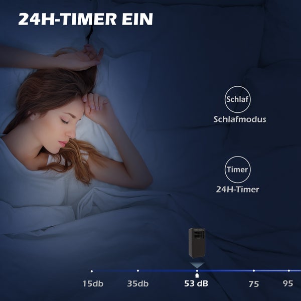 HOMCOM Mobile Klimaanlage, 3-in-1 Klimagerät mit Abluftschlauch, 9000 BTU/h(2600 W), mit LED-Anzeige, 33L x 28B x 68,5H cm, ABS-Kunststoff, Schwarz