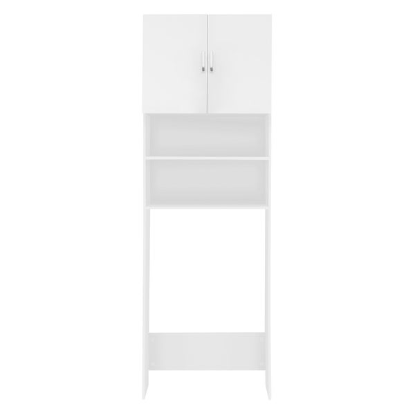 ECD Germany Waschmaschinenschrank 190 x 63 cm mit 2 Türen Weiß Badezimmerschrank für Waschmaschine Trockner - Hochschrank Badmöbel Badregal Badschrank Umbauschrank Überbau Waschmaschinenüberbau