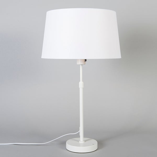 Weiße Tischleuchte mit verstellbarem Ständer und Lampenschirm